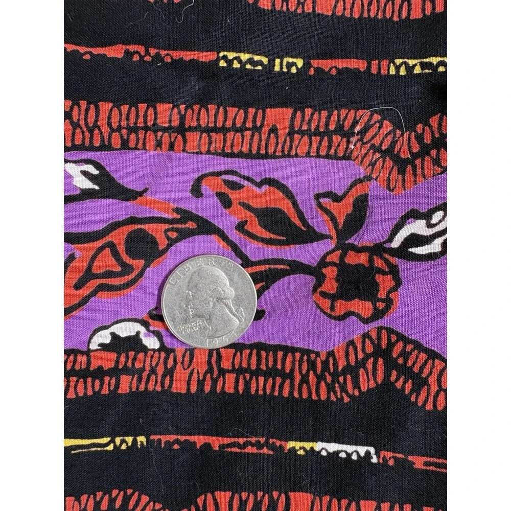Vintage Cotton Fabric Purple Red Black Geometric Design 34” x 74” 2 Yds